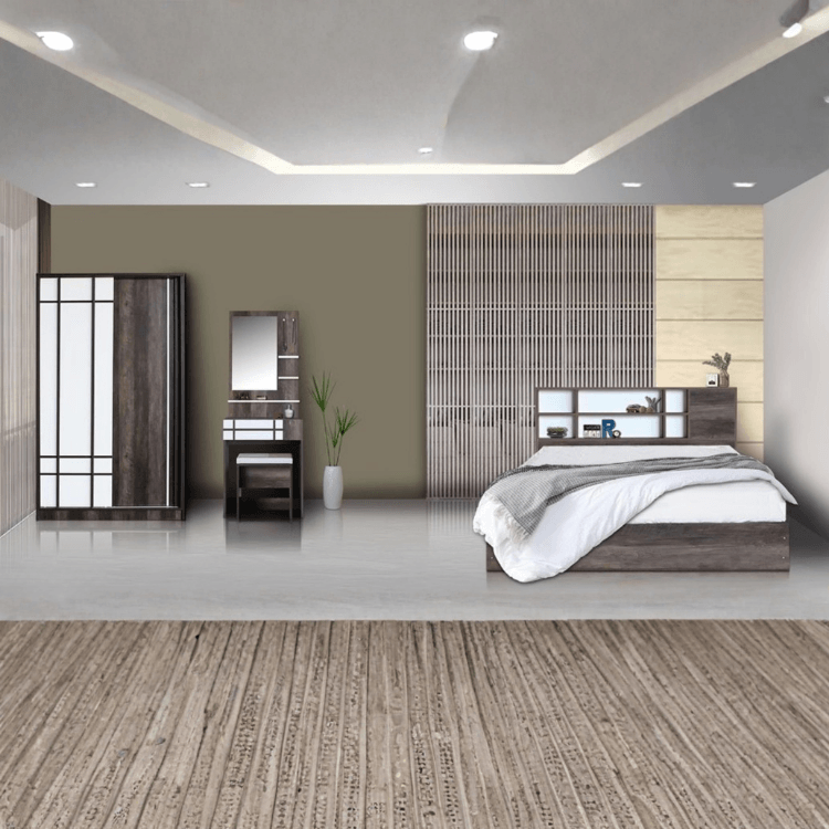 ชุดห้องนอน + ที่นอนสปริง 6 ฟุต WISDOM DESIGN FURNITURE รุ่น NANA-M สี มอคค่า/ขาว_5